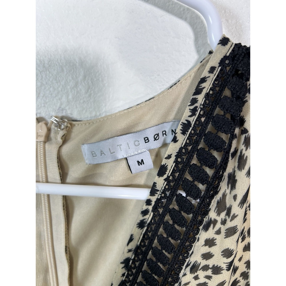 Baltic Born Maxi Dress Cha Cha Leopard Dot Print Taupe Sz M Flowy Boho Lined - Picture 3 of 7